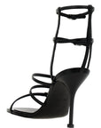 Alexander McQueen Black Lambskin Stiletto Heel Sandals