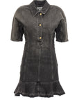 Ganni Black Cotton Short Dress