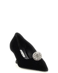 Jimmy Choo Black Textile Mid Heel Pumps