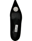 Jimmy Choo Black Textile Mid Heel Pumps