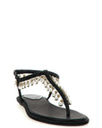 RENE CAOVILLA Black Viscose Flat Sandals