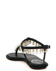 RENE CAOVILLA Black Viscose Flat Sandals