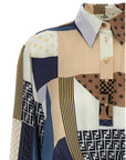 Fendi Multicolor Silk Midi Dress