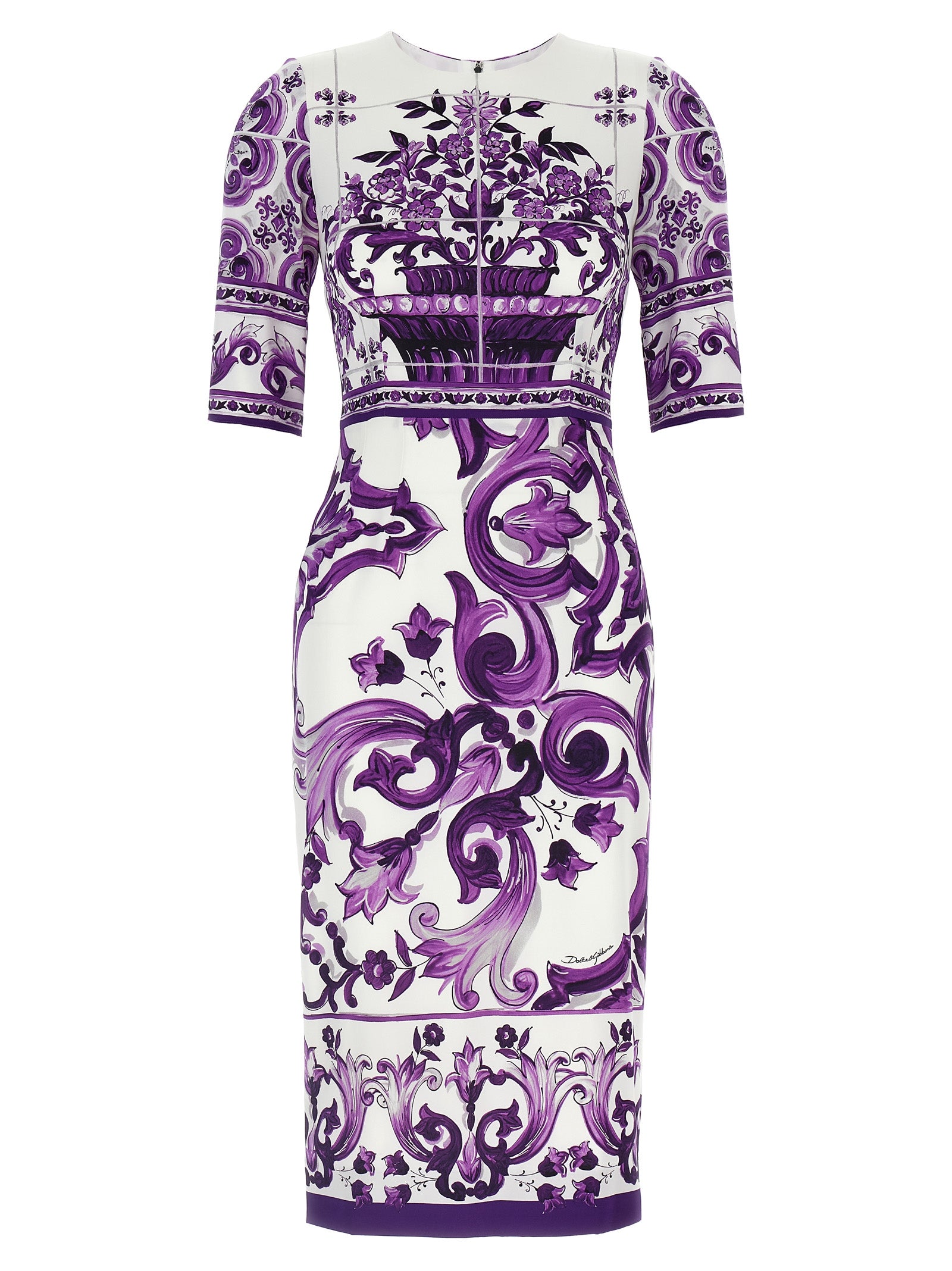 Dolce &amp; Gabbana Purple Silk Midi Dress