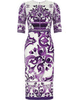 Dolce & Gabbana Purple Silk Midi Dress