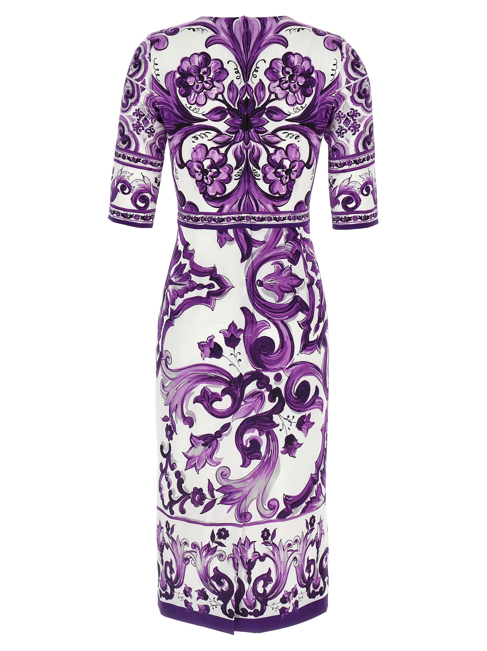 Dolce &amp; Gabbana Purple Silk Midi Dress