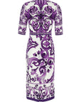 Dolce & Gabbana Purple Silk Midi Dress