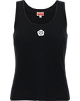 Kenzo Black Viscose Sleeveles T-Shirt