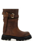 Moschino Brown Velvet Leather Over The Knee