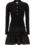 Ganni Black Viscose Short Dress