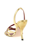 Valentino Garavani Gold Lambskin Stiletto Heel Sandals