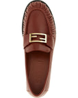 Fendi Brown Lamb Leather Slip-On Loafers
