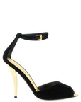 Paris Texas Black Viscose Stiletto Heel Sandals