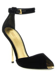 Paris Texas Black Viscose Stiletto Heel Sandals