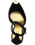Paris Texas Black Viscose Stiletto Heel Sandals
