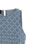 PINKO Blue Cotton Short Dress