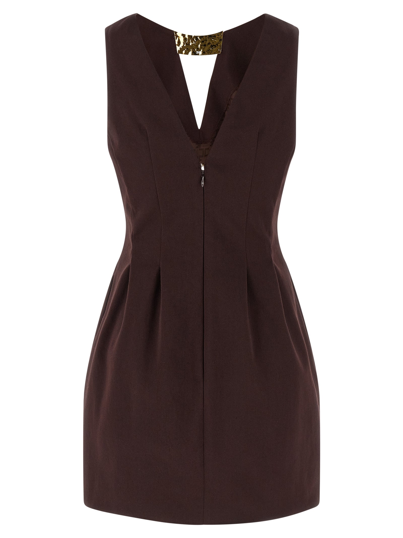 Elisabetta Franchi Brown Cotton Short Dress