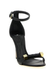 Elisabetta Franchi Black Leather Stiletto Heel Sandals