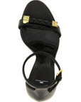Elisabetta Franchi Black Leather Stiletto Heel Sandals