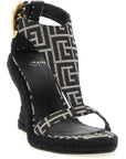 Balmain Black Polyester Wedge Sandals