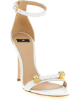 Elisabetta Franchi White Leather Stiletto Heel Sandals