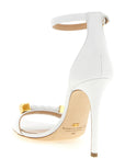 Elisabetta Franchi White Leather Stiletto Heel Sandals