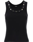 Versace Black Cotton Sleeveles T-Shirt
