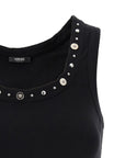 Versace Black Cotton Sleeveles T-Shirt