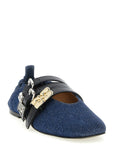Ganni Blue Organic Cotton Ballet Flats