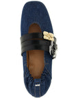 Ganni Blue Organic Cotton Ballet Flats