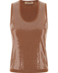 Twinset Brown Cotton Sleeveles T-Shirt