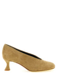 Moschino Beige Calfskin Mid Heel Pumps