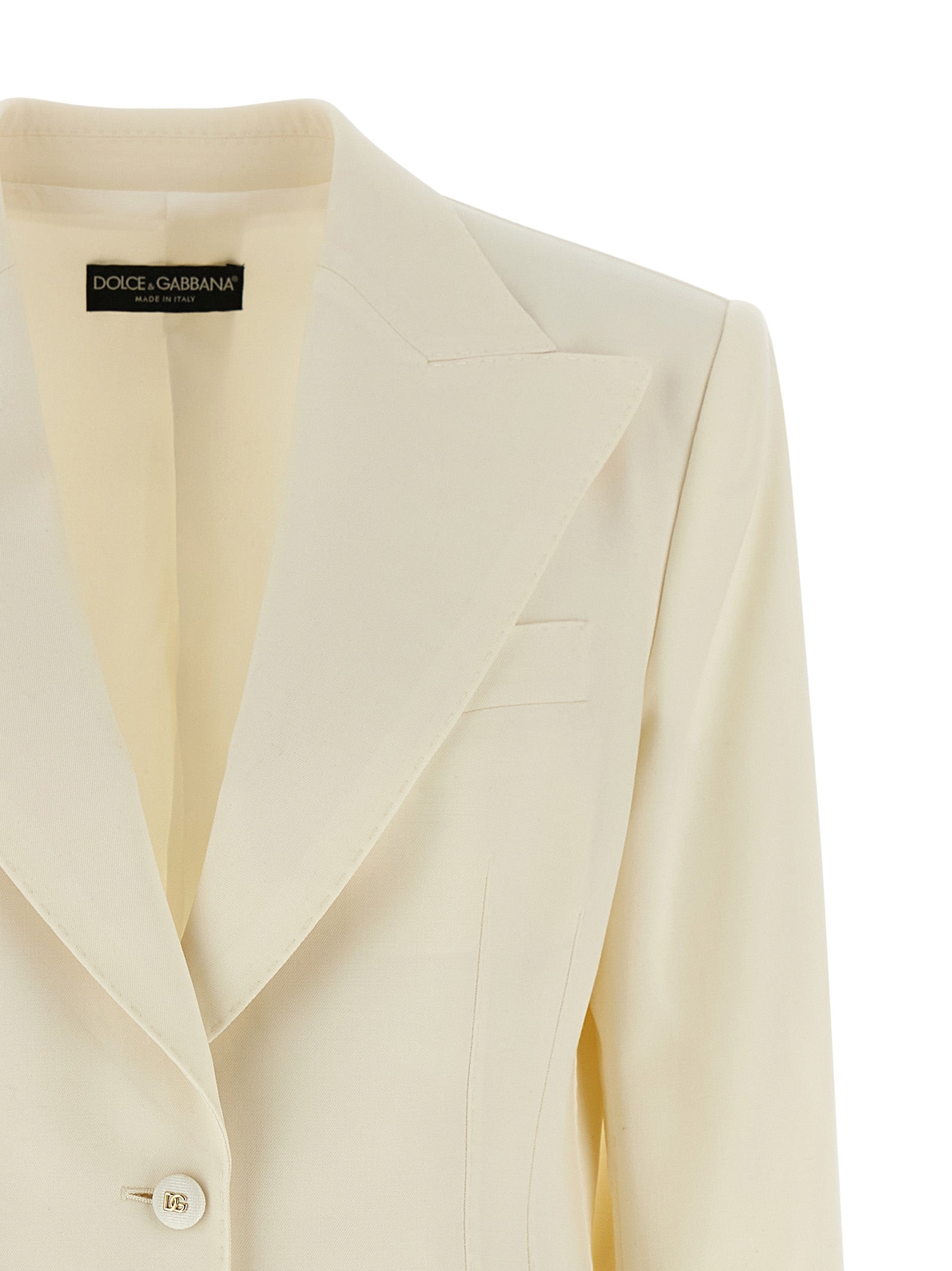 Dolce &amp; Gabbana White Virgin Wool Blazer