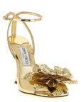 Jimmy Choo Gold Leather Stiletto Heel Sandals