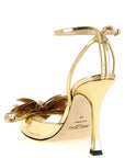 Jimmy Choo Gold Leather Stiletto Heel Sandals