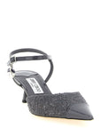 Jimmy Choo Gray Tencel Mid Heel Pumps