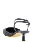Jimmy Choo Gray Tencel Mid Heel Pumps