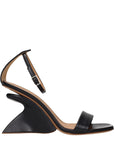 Off-White Black Leather Stiletto Heel Sandals