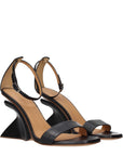 Off-White Black Leather Stiletto Heel Sandals