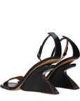 Off-White Black Leather Stiletto Heel Sandals