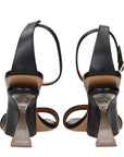 Off-White Black Leather Stiletto Heel Sandals