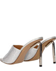 Off-White Gray Satin Stiletto Heel Sandals