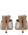 Off-White Gray Satin Stiletto Heel Sandals