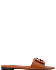 Fendi Brown Lamb Leather Slides
