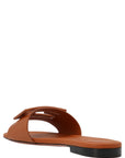 Fendi Brown Lamb Leather Slides