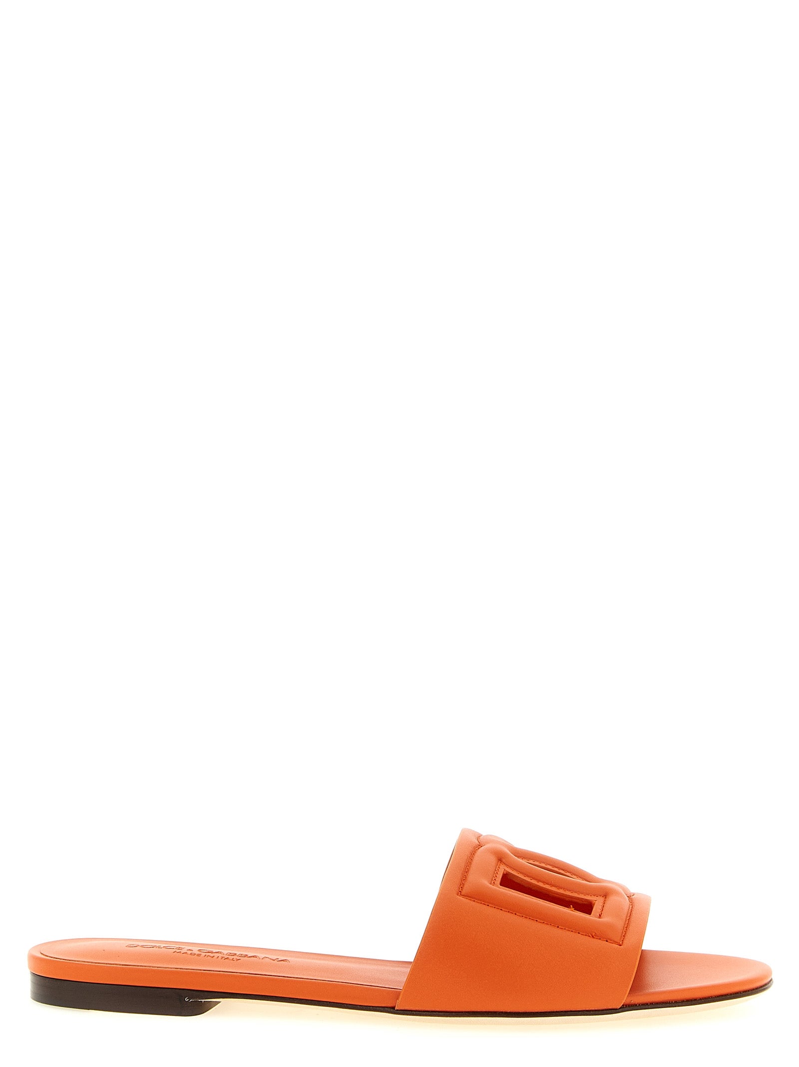 Dolce &amp; Gabbana Orange Calfskin Slides