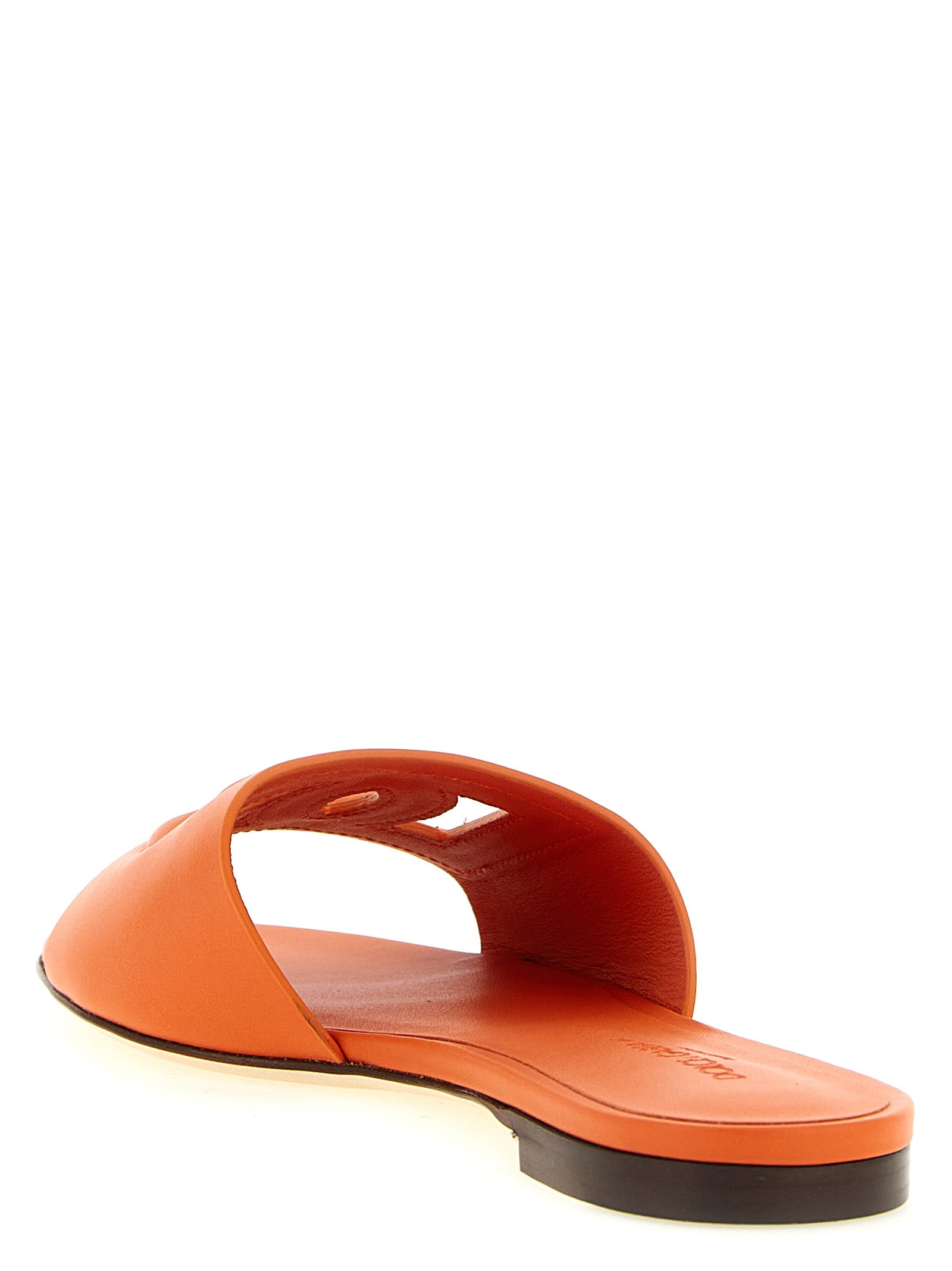 Dolce &amp; Gabbana Orange Calfskin Slides