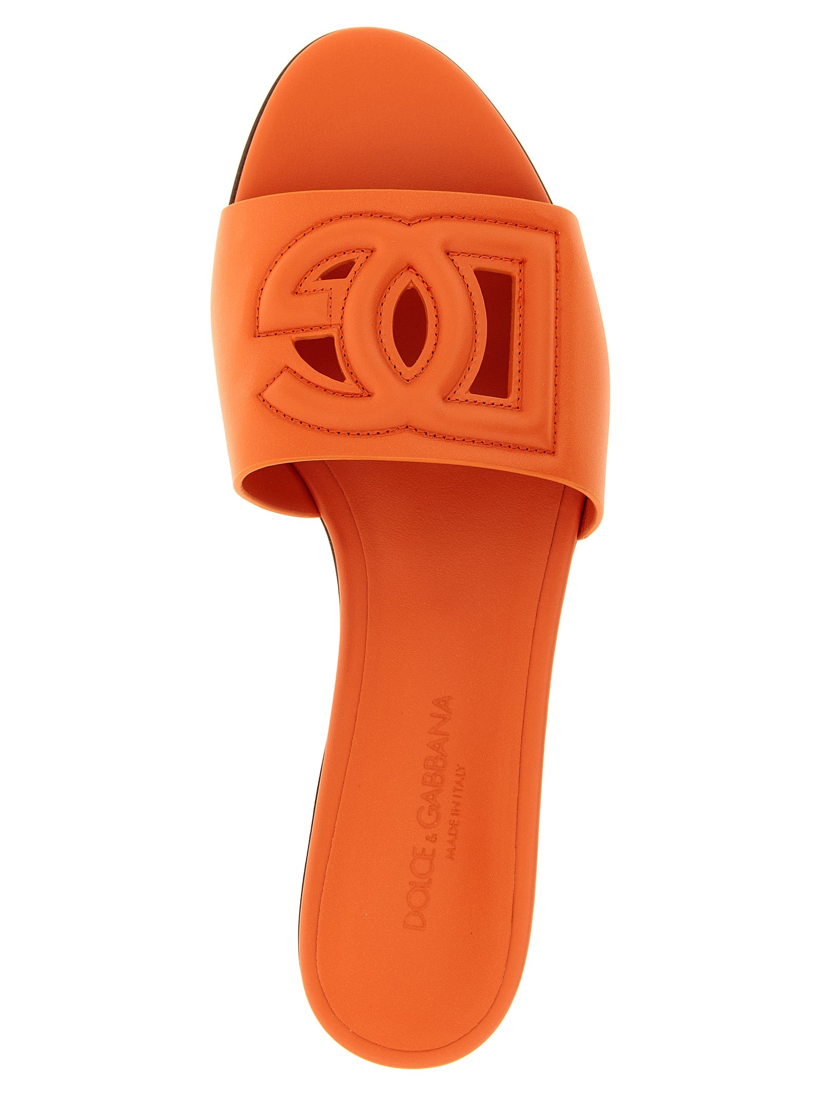 Dolce &amp; Gabbana Orange Calfskin Slides