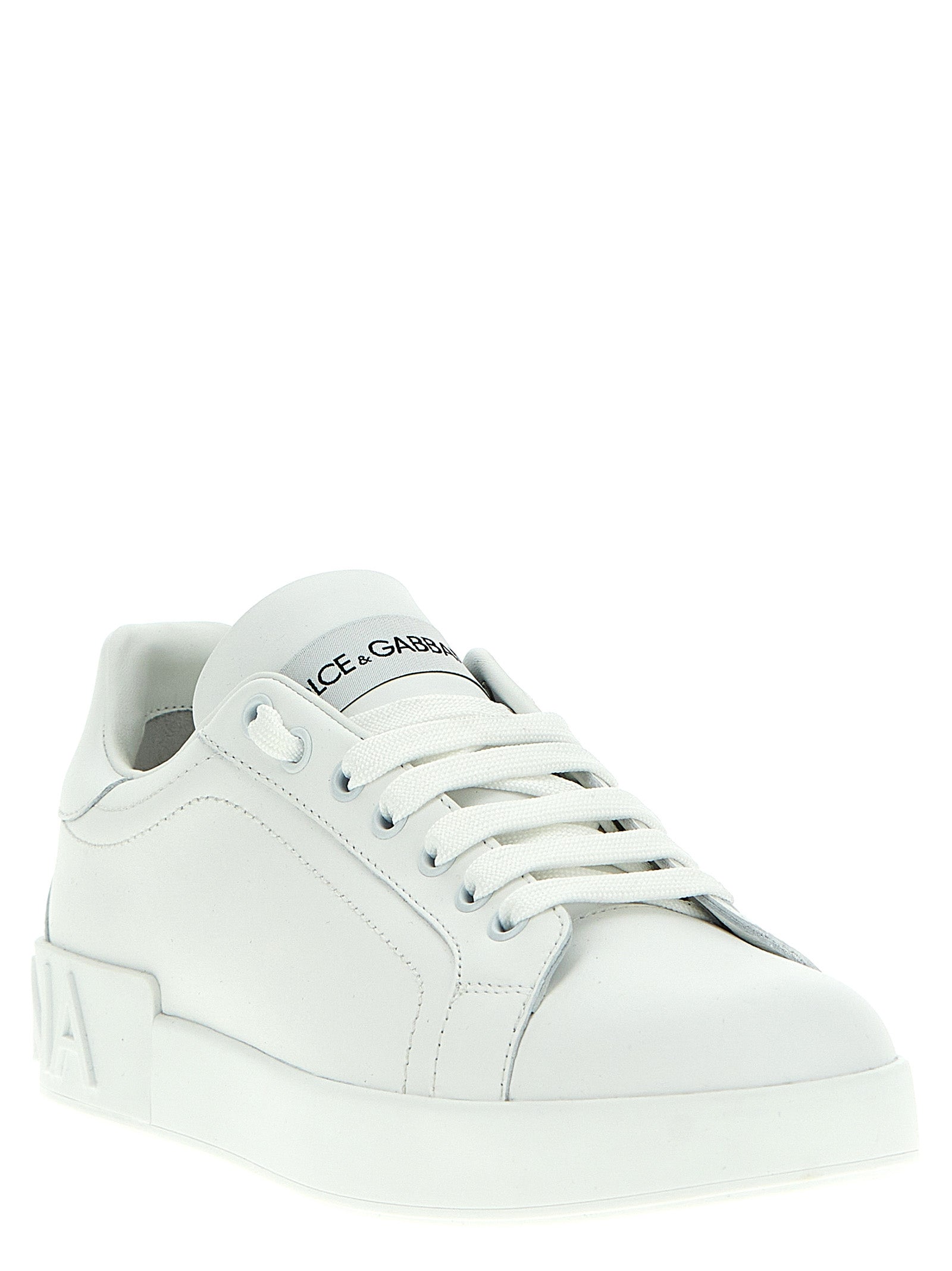 Dolce &amp; Gabbana White Calfskin Low Top Sneakers