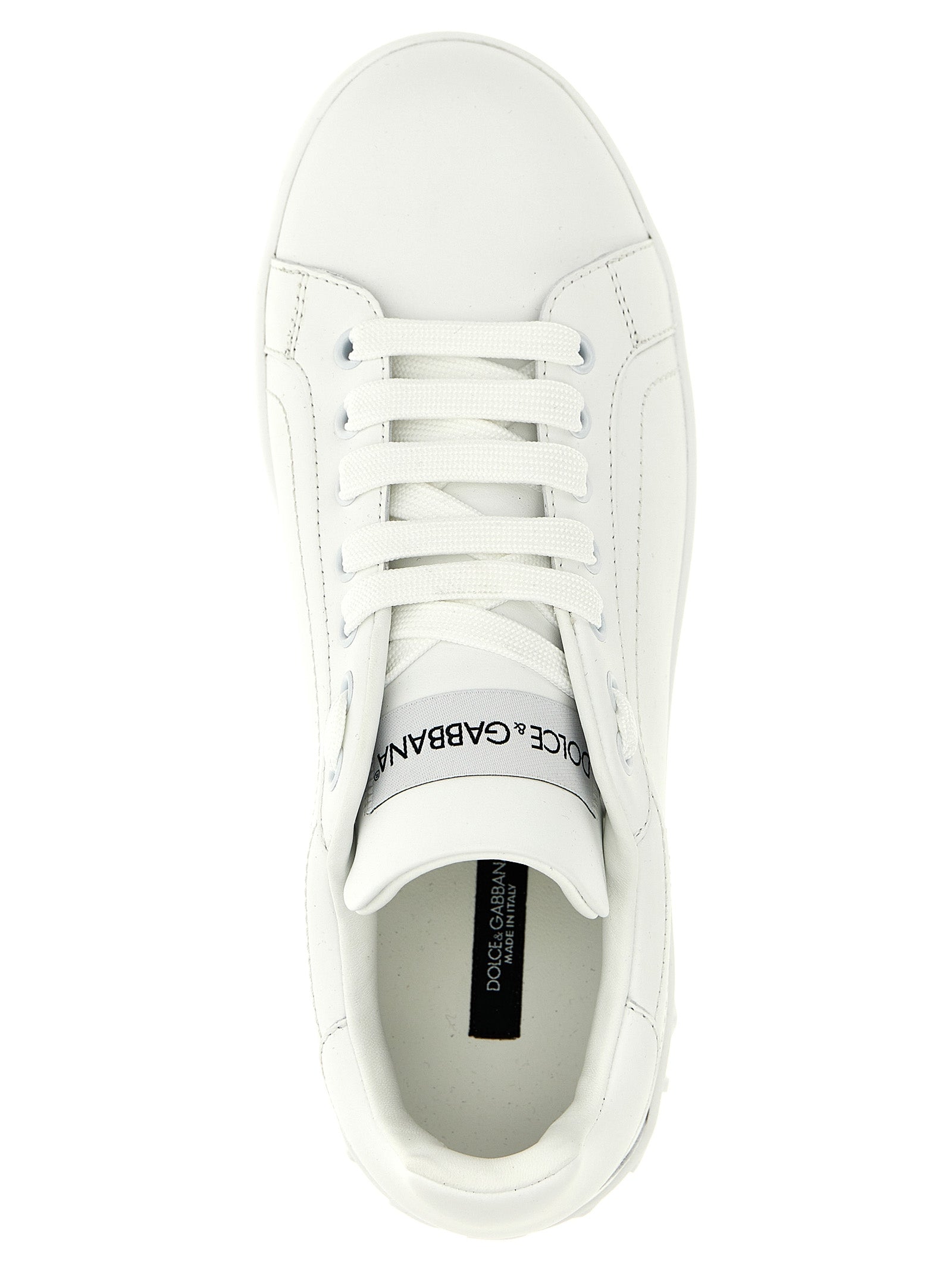 Dolce &amp; Gabbana White Calfskin Low Top Sneakers